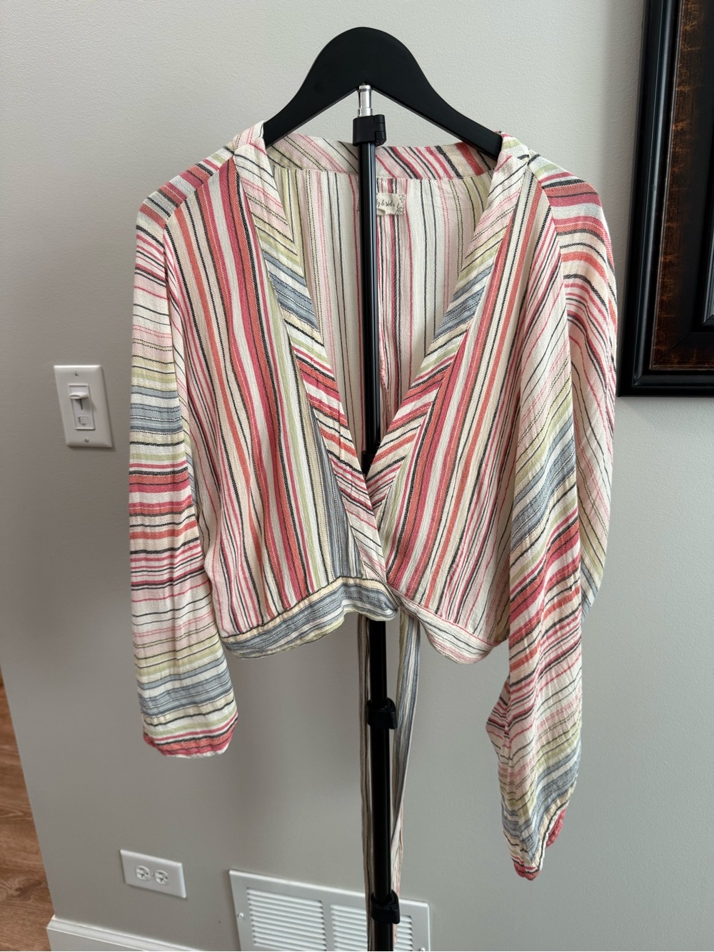 Striped Cropped Wrap Top in Multicolor